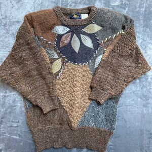 Vintage Mariea Kim Sweater Medium Wearable Art 20 Ans Hippie Earthy Embellished
